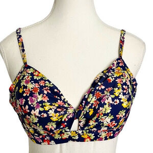Kona Sol Navy Floral Bikini Top
